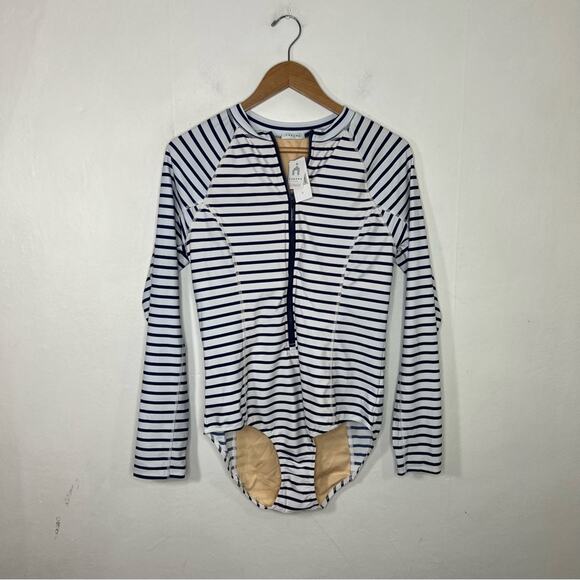 Cabana Life Other - Cabana Life Navy striped zipup Unisuit 50+UPF Size Large NWT